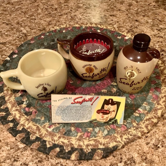 Vintage Seaforth shaving mugs 3 pc set plus soap and leaflet 1930’s - Picture 1 of 12
